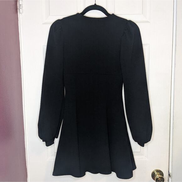 Boohoo Black Bust Detail Blouson Sleeve Skater Goth Witchy Dress UK 10 US 6 - Picture 10 of 12